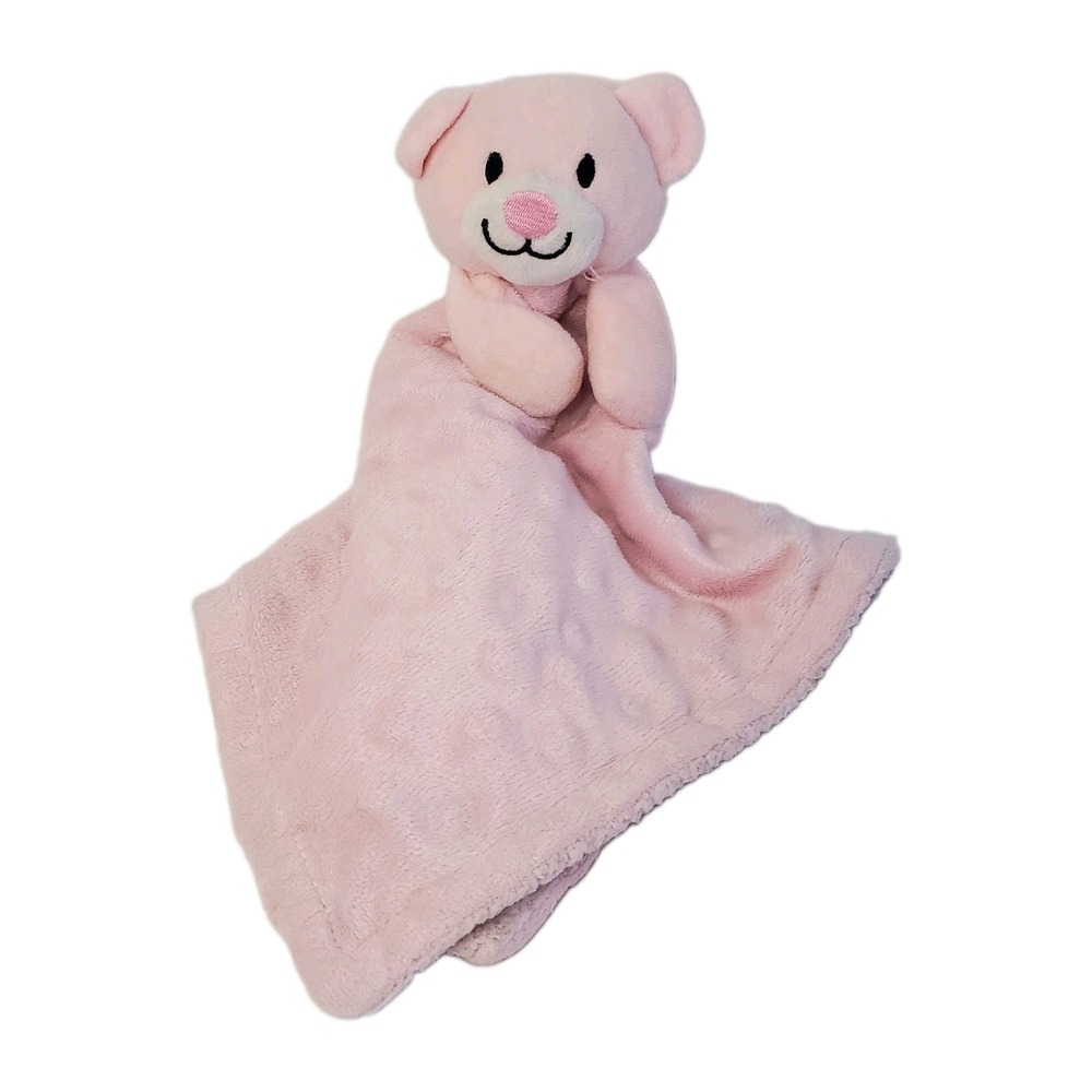 Little Beginnings Lovey Security Blanket Pink Bear Minky Dots Baby 12"